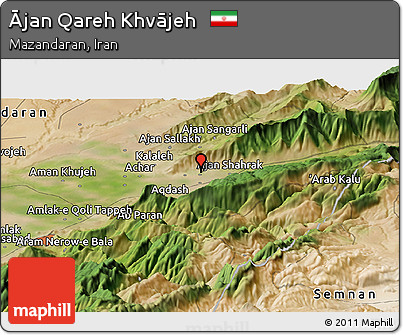 Satellite Panoramic Map of Ājan Qareh Khvājeh