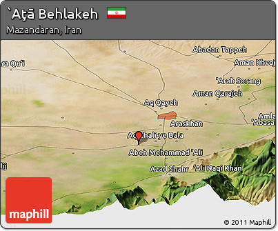 Satellite Panoramic Map of `Aţā Behlakeh