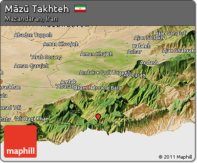 Satellite Panoramic Map of Māzū Takhteh