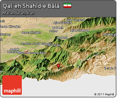 Satellite Panoramic Map of Qal`eh Shahīd-e Bālā