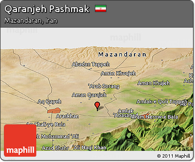 Satellite Panoramic Map of Qaranjeh Pashmak