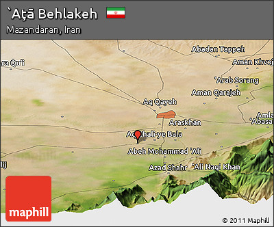 Satellite Panoramic Map of `Aţā Behlakeh