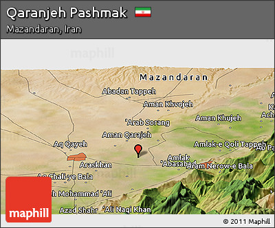 Satellite Panoramic Map of Qaranjeh Pashmak