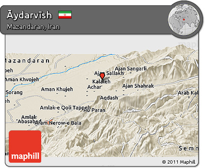 Shaded Relief Panoramic Map of Āydarvīsh