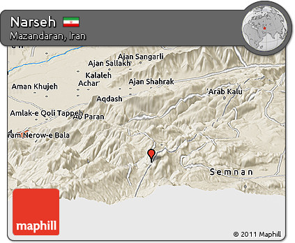 Shaded Relief Panoramic Map of Narseh