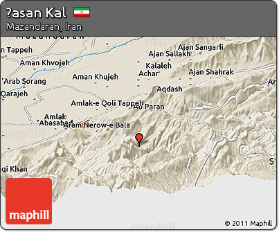 Shaded Relief Panoramic Map of Ḩasan Kal