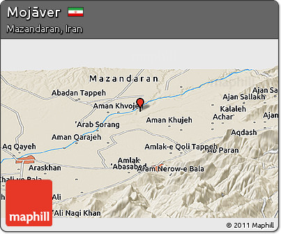 Shaded Relief Panoramic Map of Mojāver