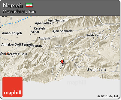Shaded Relief Panoramic Map of Narseh
