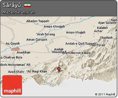 Shaded Relief Panoramic Map of Sārāyū