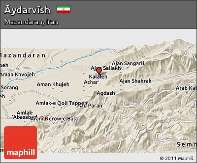 Shaded Relief Panoramic Map of Āydarvīsh