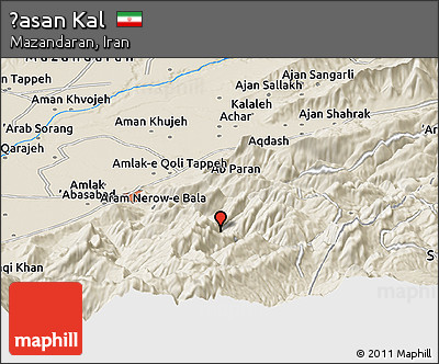 Shaded Relief Panoramic Map of Ḩasan Kal