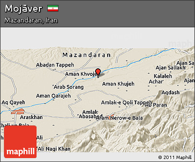 Shaded Relief Panoramic Map of Mojāver