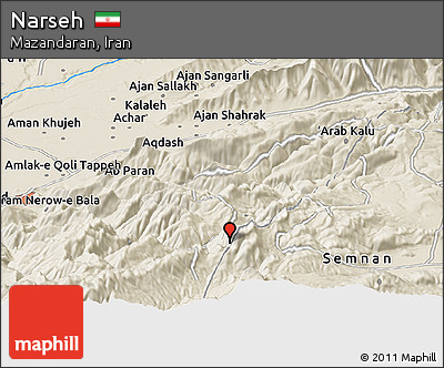 Shaded Relief Panoramic Map of Narseh