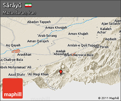 Shaded Relief Panoramic Map of Sārāyū