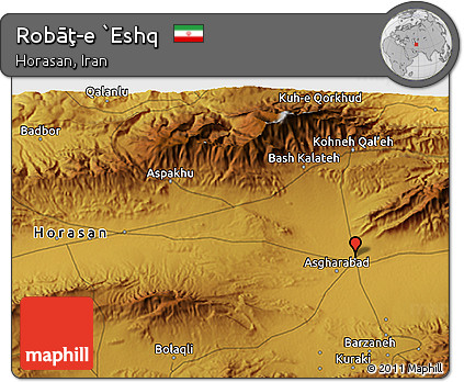 Physical 3D Map of Robāţ-e `Eshq