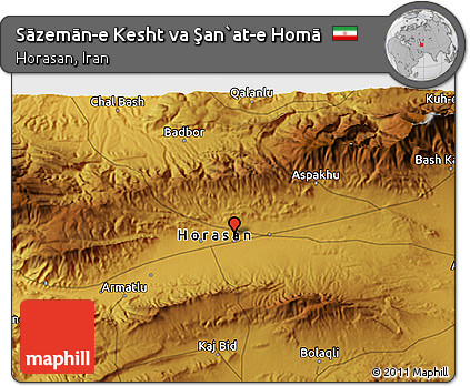Physical 3D Map of Sāzemān-e Kesht Va Şan`at-e Homā