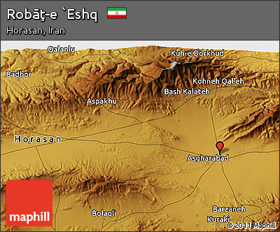 Physical 3D Map of Robāţ-e `Eshq