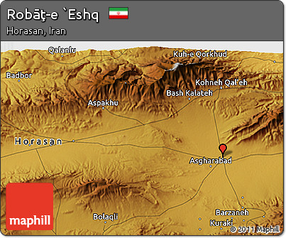 Physical 3D Map of Robāţ-e `Eshq