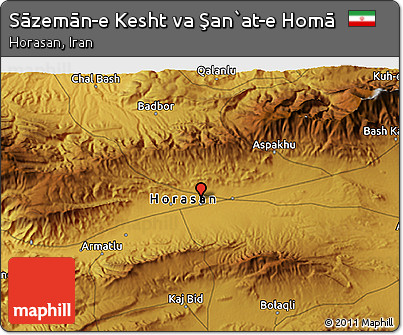 Physical 3D Map of Sāzemān-e Kesht Va Şan`at-e Homā