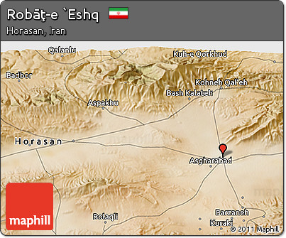 Satellite 3D Map of Robāţ-e `Eshq