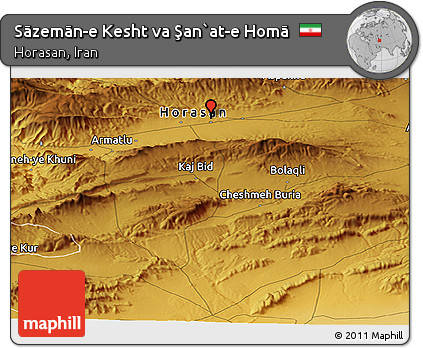 Physical Panoramic Map of Sāzemān-e Kesht Va Şan`at-e Homā