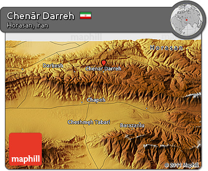 Physical 3D Map of Chenār Darreh