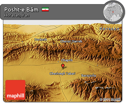 Physical 3D Map of Posht-e Bām