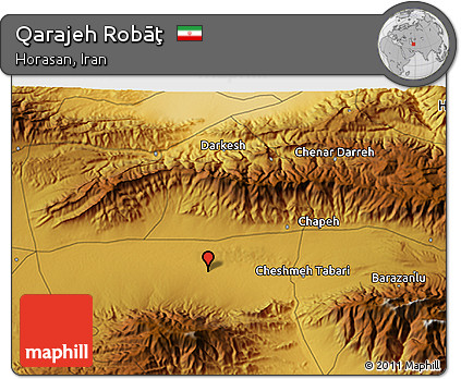 Physical 3D Map of Qarajeh Robāţ