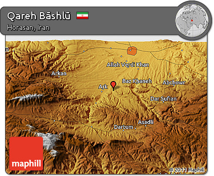 Physical 3D Map of Qareh Bāshlū