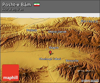 Physical 3D Map of Posht-e Bām