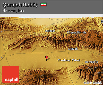 Physical 3D Map of Qarajeh Robāţ