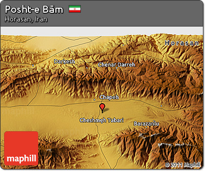 Physical 3D Map of Posht-e Bām