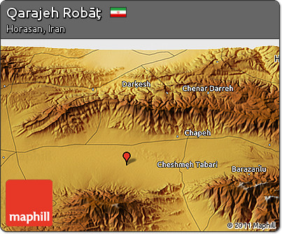Physical 3D Map of Qarajeh Robāţ