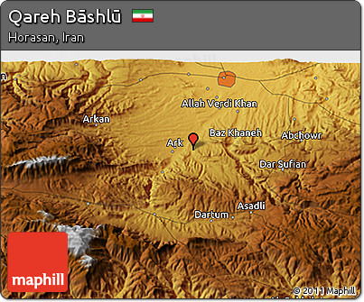 Physical 3D Map of Qareh Bāshlū