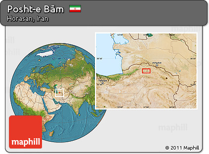 Satellite Location Map of Posht-e Bām