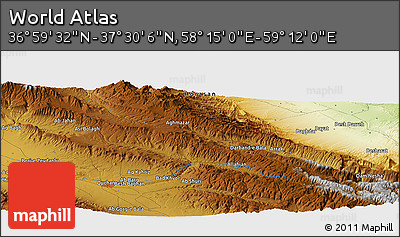 Physical Panoramic Map of the Area around 37° 14' 49" N, 58° 43' 30" E