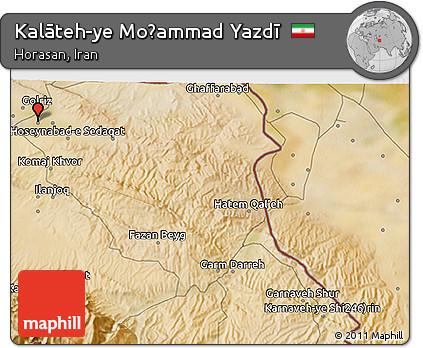 Satellite 3D Map of Kalāteh-ye Moḩammad Yazdī