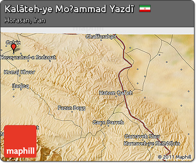 Satellite 3D Map of Kalāteh-ye Moḩammad Yazdī