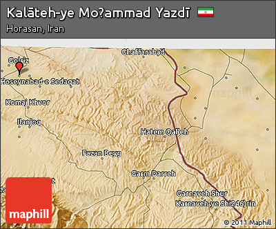 Satellite 3D Map of Kalāteh-ye Moḩammad Yazdī