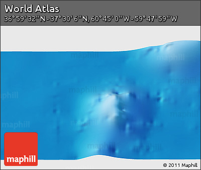 Physical 3D Map of the Area around 37° 14' 49" N, 60° 16' 29" W