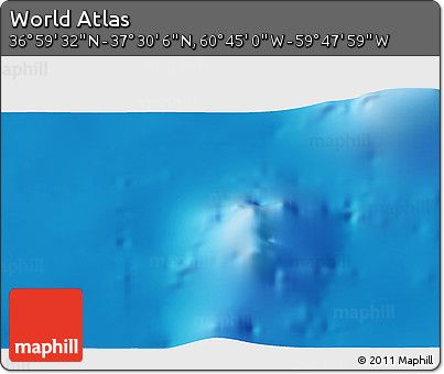 Physical 3D Map of the Area around 37° 14' 49" N, 60° 16' 29" W