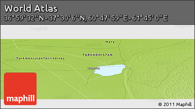 Physical Panoramic Map of the Area around 37° 14' 49" N, 61° 16' 29" E