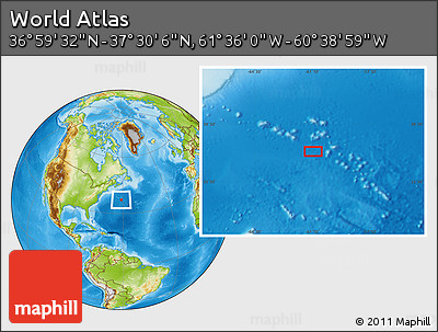 Physical Location Map of the Area around 37° 14' 49" N, 61° 7' 30" W