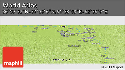 Physical Panoramic Map of the Area around 37° 14' 49" N, 62° 7' 30" E