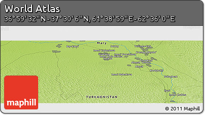 Physical Panoramic Map of the Area around 37° 14' 49" N, 62° 7' 30" E