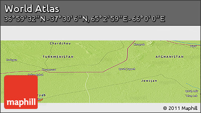 Physical Panoramic Map of the Area around 37° 14' 49" N, 65° 31' 30" E