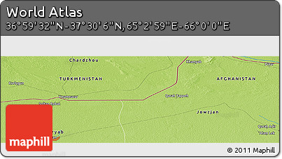 Physical Panoramic Map of the Area around 37° 14' 49" N, 65° 31' 30" E