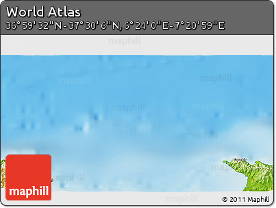 Physical 3D Map of the Area around 37° 14' 49" N, 6° 52' 30" E
