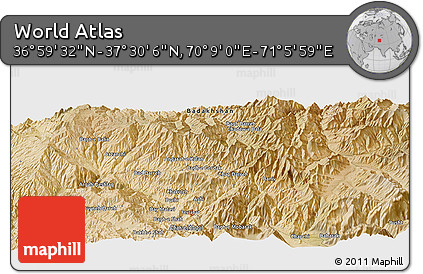 Satellite Panoramic Map of the Area around 37° 14' 49" N, 70° 37' 30" E