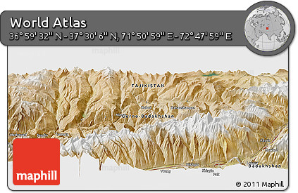 Satellite Panoramic Map of the Area around 37° 14' 49" N, 72° 19' 29" E
